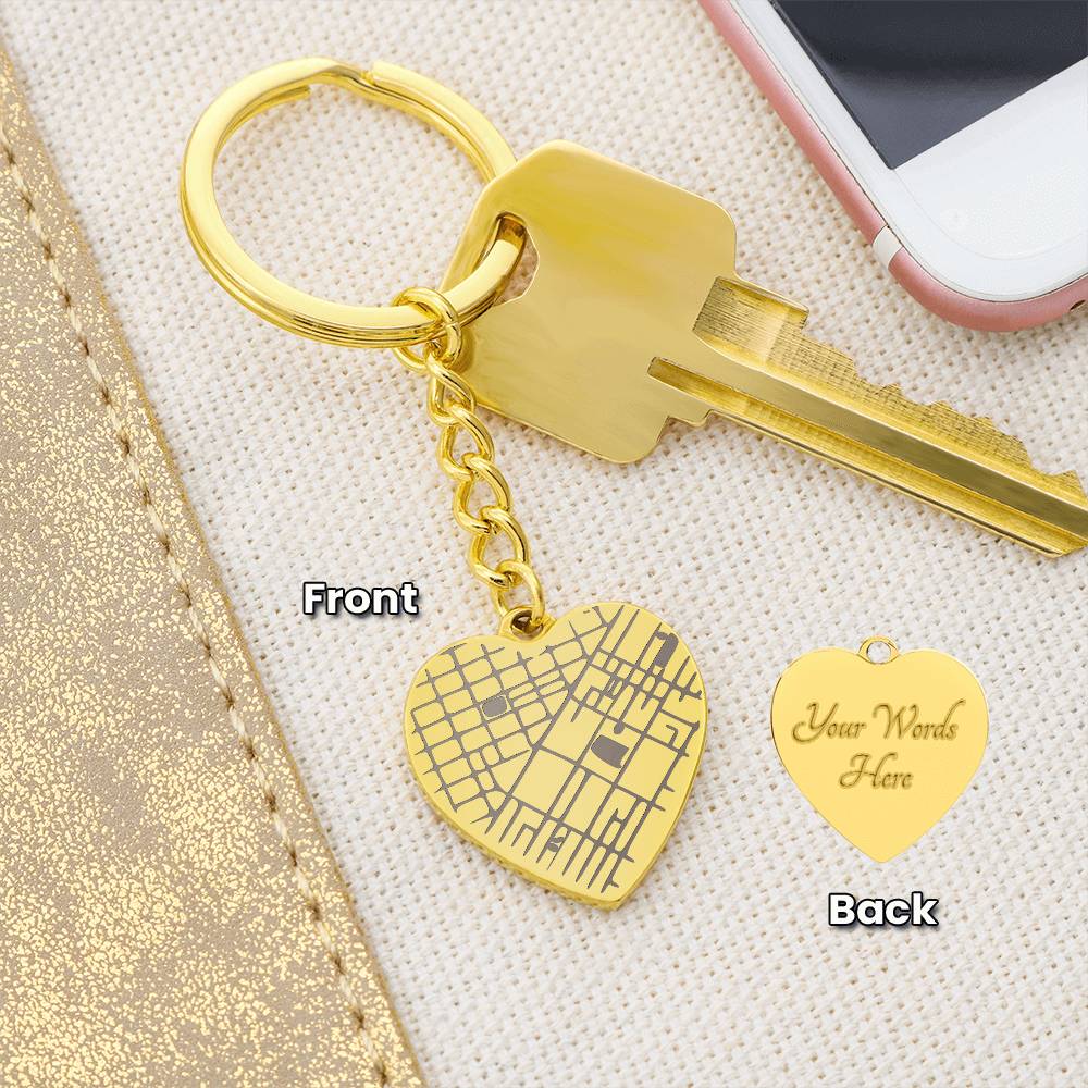 Our Special Place: Personalized Map & Heart Keychain