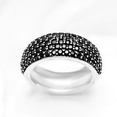 Black Pave Band Ring,Europe Style Classic Fine Jewerly for Men & Women Gift in 925 Sterling Silver