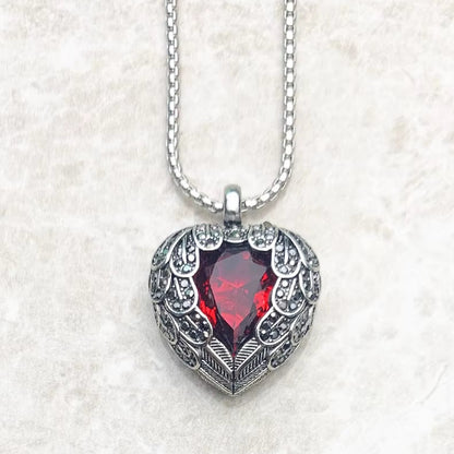 Pendant Necklace Red Winged Heart Brand Link Chain Fashion Jewelry Europe Style 925 Stering Silver Gift for Women