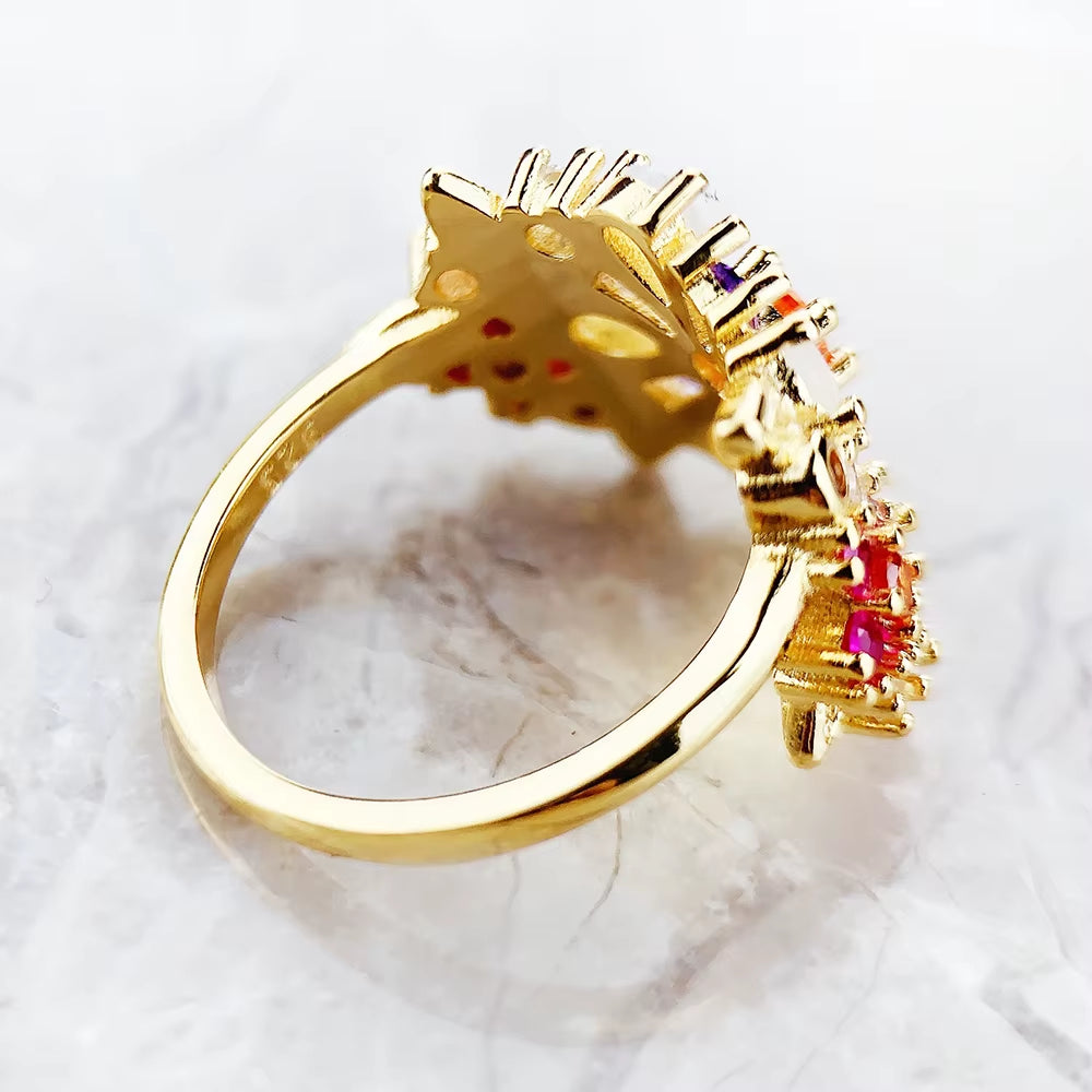 Colourful Flowers Ring 2023 Brand New Fine Jewerly Bohemia 925 Sterling Silver Gift for Women