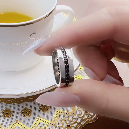 Band Ring Eternity Classic Black Europe Style Fine Jewerly for Men & Women Gift in 925 Sterling Silver