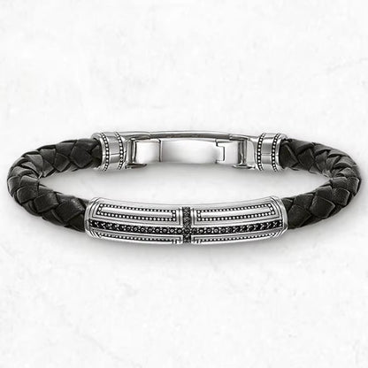 Brand New Leather Bracelet Cross,Europe 925 Sterling Silver Rebel Casual Fashion Jewelry Gift for Men Women Lover