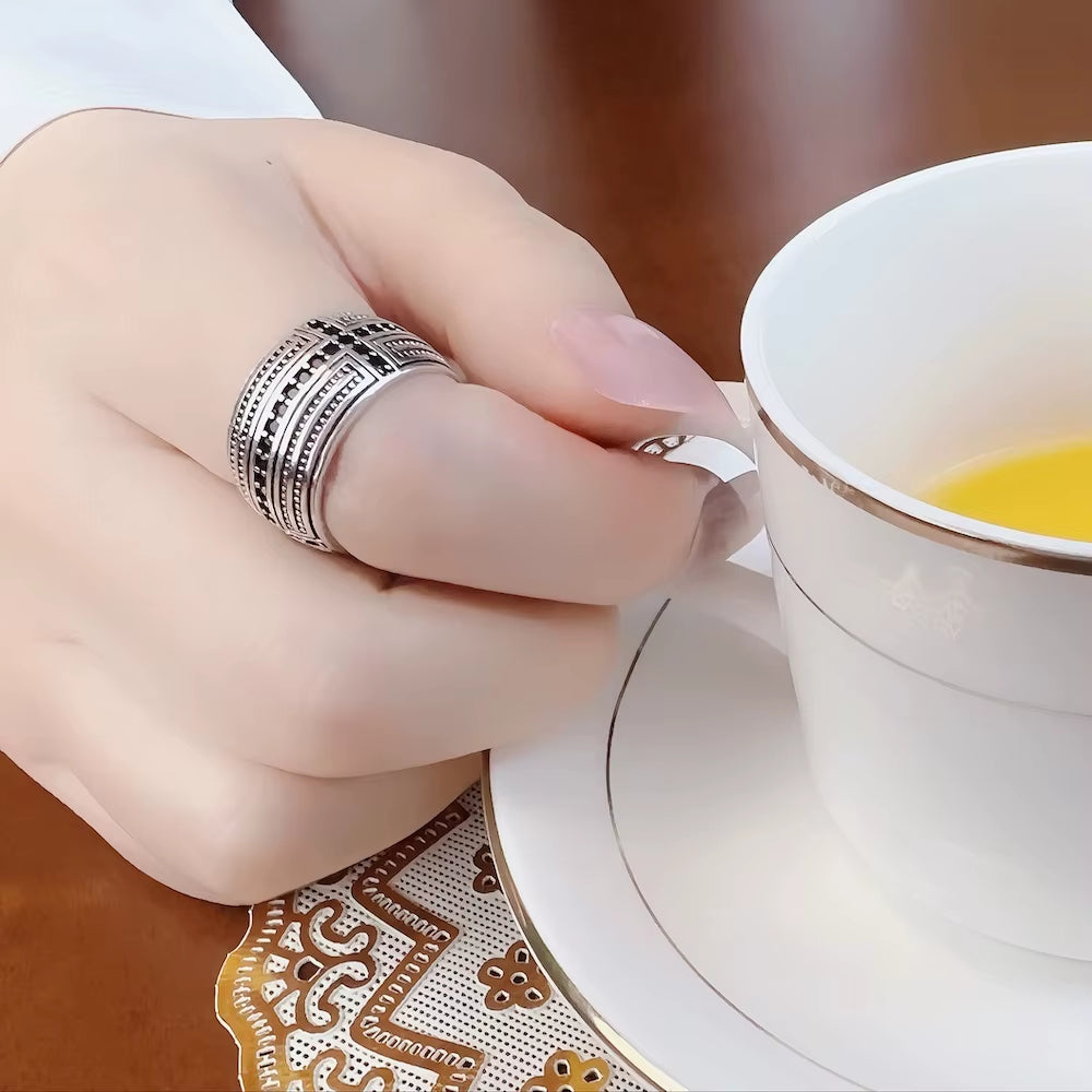 Black CZ Cross Ring,Europe Style Jewelry Fine Jewerly for Men and Women Gift in 925 Sterling Silver