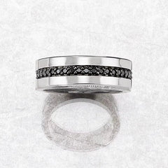 Band Ring Eternity Classic Black Europe Style Fine Jewerly for Men & Women Gift in 925 Sterling Silver