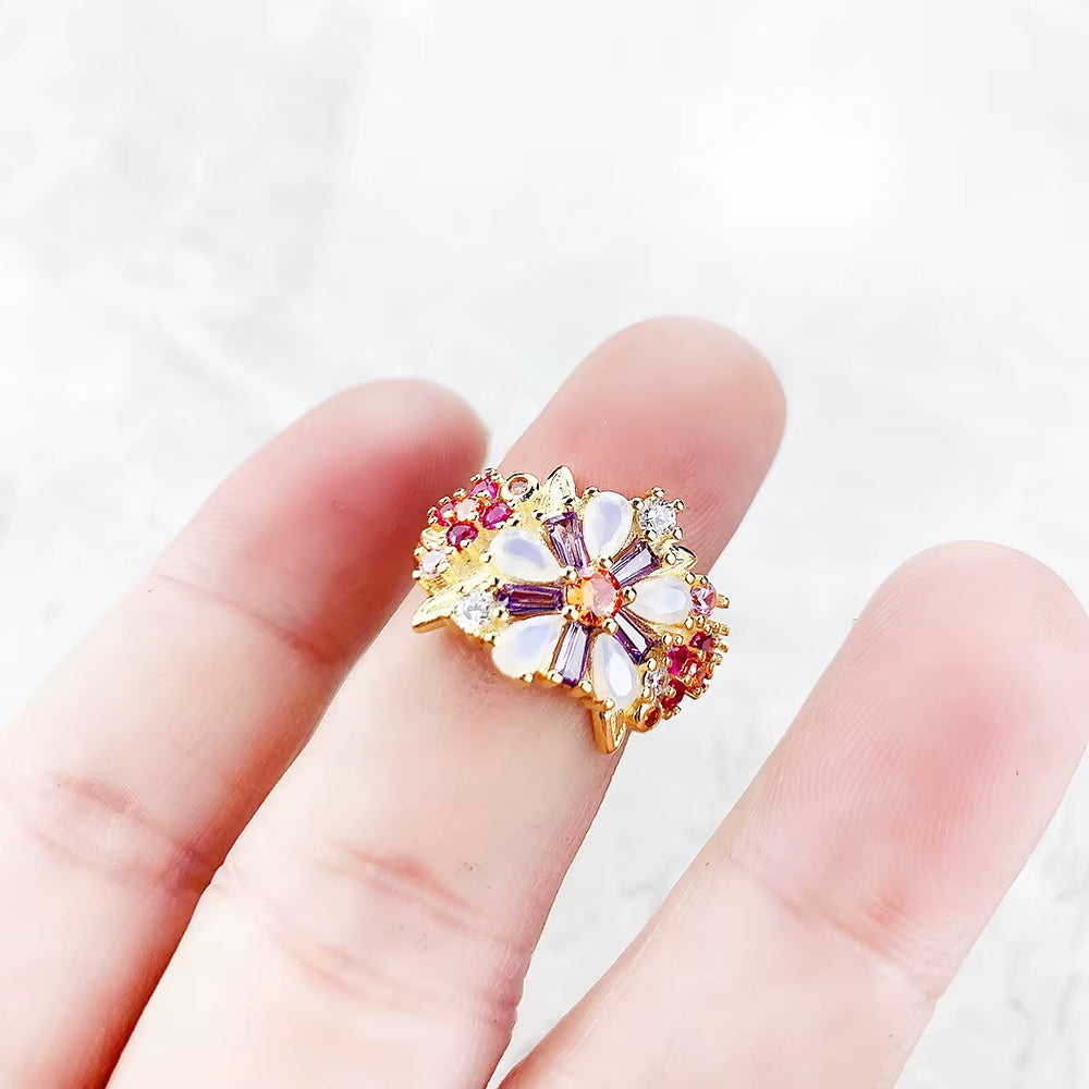 Colourful Flowers Ring 2023 Brand New Fine Jewerly Bohemia 925 Sterling Silver Gift for Women