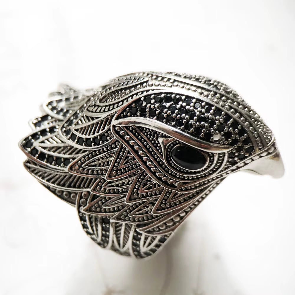 Cocktail Ring Elegant Falcon Vintage Gift for Women & Men Europe 925 Sterling Silver Fine Jewelry