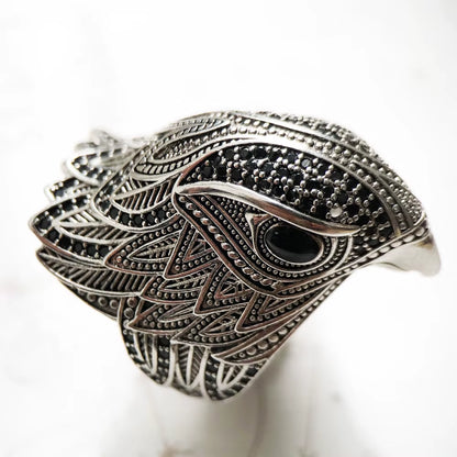 Cocktail Ring Elegant Falcon Vintage Gift for Women & Men Europe 925 Sterling Silver Fine Jewelry