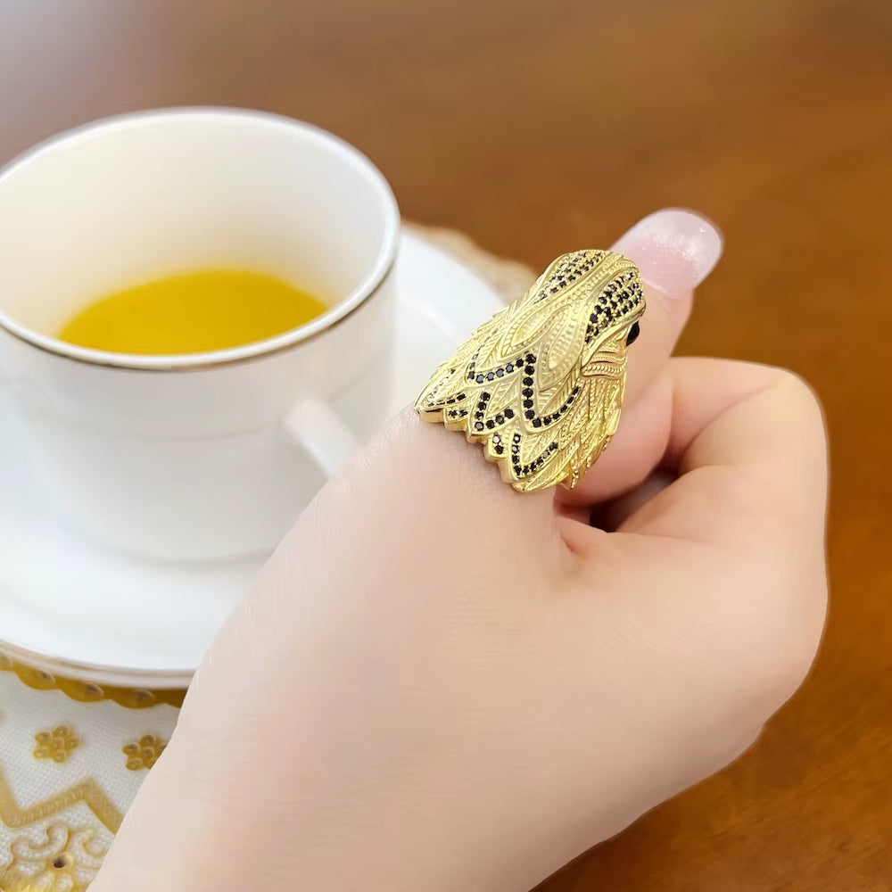 Cocktail Ring Elegant Falcon Vintage Gift for Women & Men Europe 925 Sterling Silver Fine Jewelry