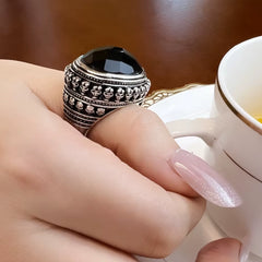 Cocktail Ring Black Oval CZ Skull Skeleton,Europe Style Fashion Jewelry Gift in 925 Sterling Silver for Men & Women