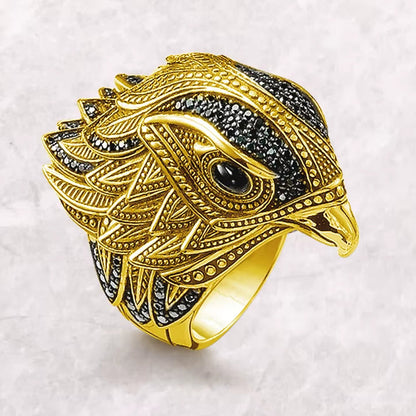 Cocktail Ring Elegant Falcon Vintage Gift for Women & Men Europe 925 Sterling Silver Fine Jewelry