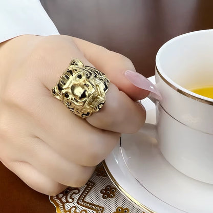 Ring Golden Tiger Rebel Fine Jewelry for Women Men,2022 Brand New Personal Lucky Gift in 925 Sterling Silver