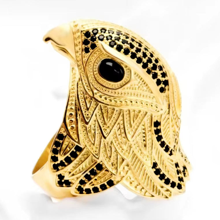 Cocktail Ring Elegant Falcon Vintage Gift for Women & Men Europe 925 Sterling Silver Fine Jewelry