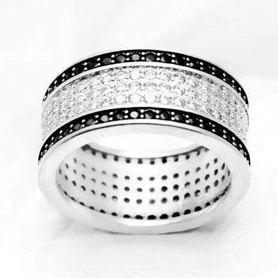 Black and White Ring,Europe Style Glam Fine Jewerly for Women Gift in 925 Sterling Silver