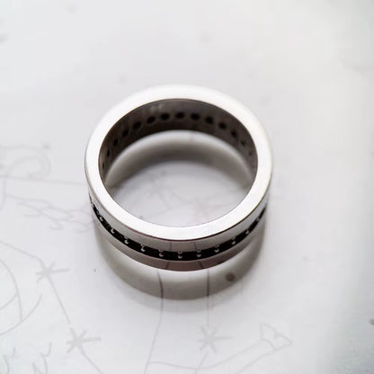 Band Ring Eternity Classic Black Europe Style Fine Jewerly for Men & Women Gift in 925 Sterling Silver
