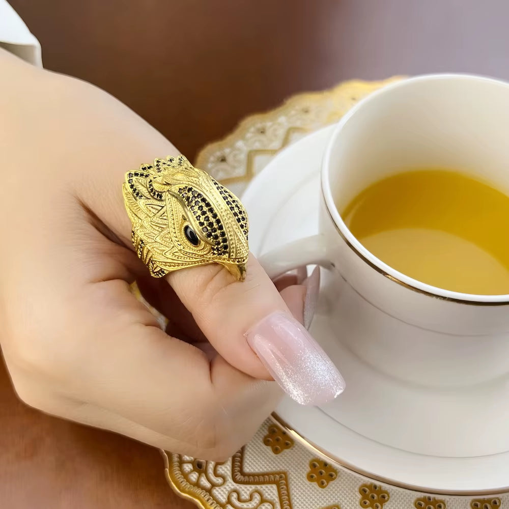 Cocktail Ring Elegant Falcon Vintage Gift for Women & Men Europe 925 Sterling Silver Fine Jewelry