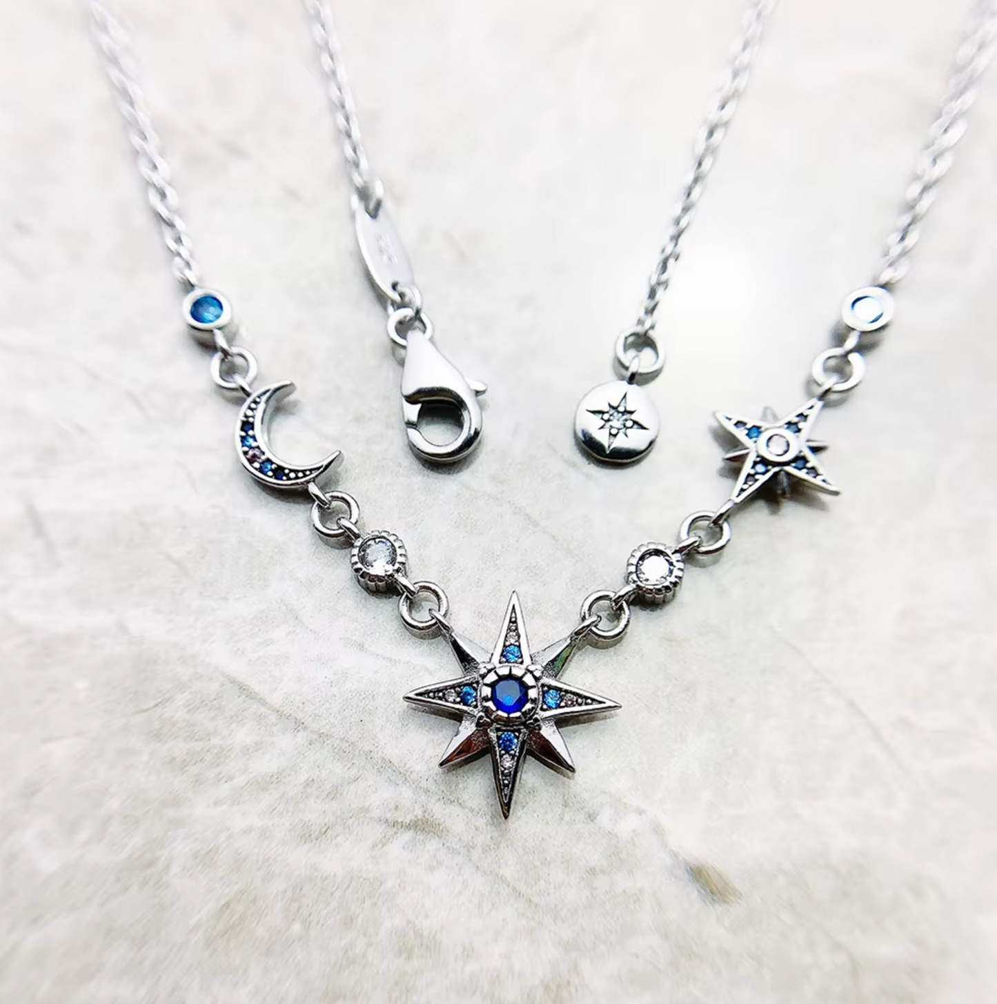 Royalty Star & Moon Link Chain Necklace | Night Collection