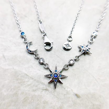 Royalty Star & Moon Link Chain Necklace | Night Collection
