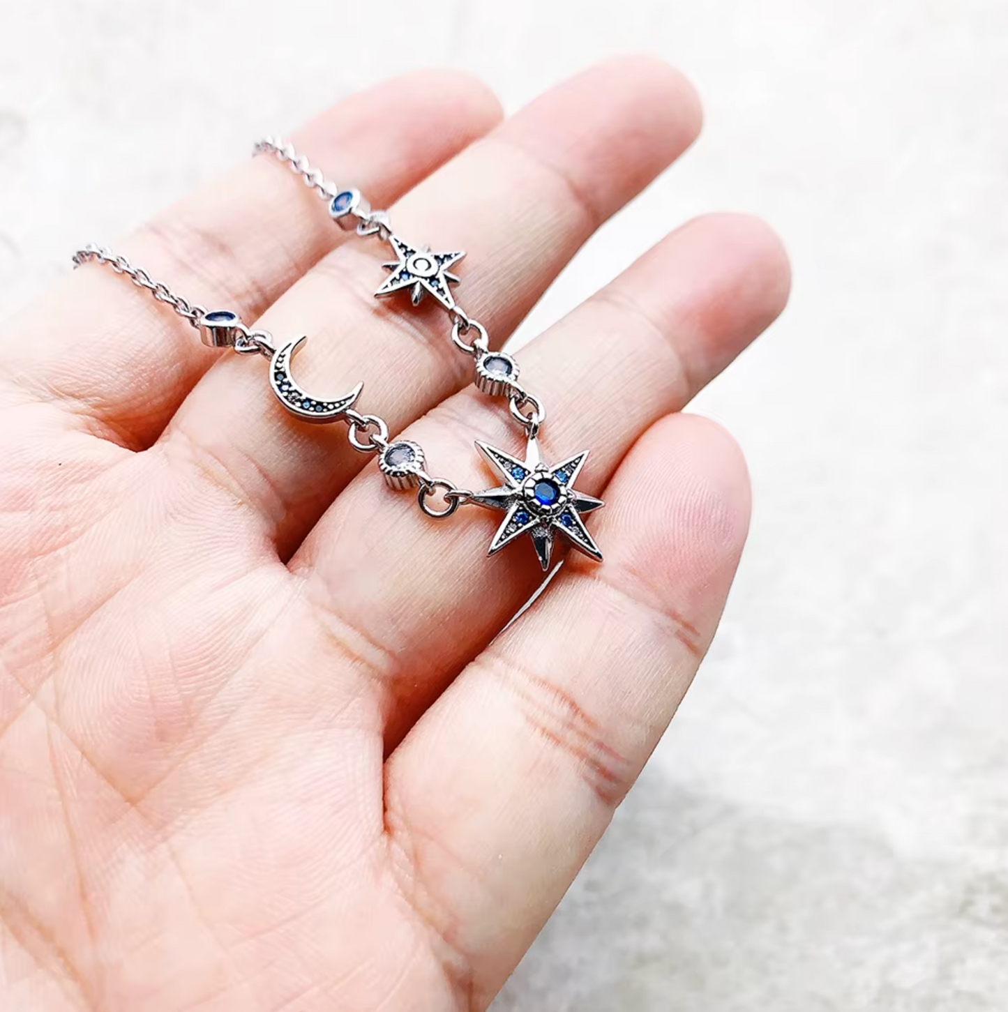 Royalty Star & Moon Link Chain Necklace | Night Collection