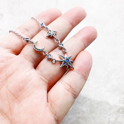 Royalty Star & Moon Link Chain Necklace | Night Collection