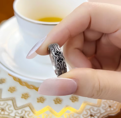Maori Tattoo Ethno Band Ring | Night Collection