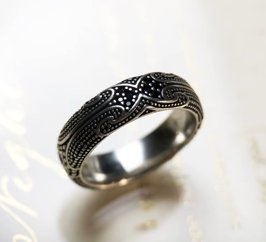 Maori Tattoo Ethno Band Ring | Night Collection