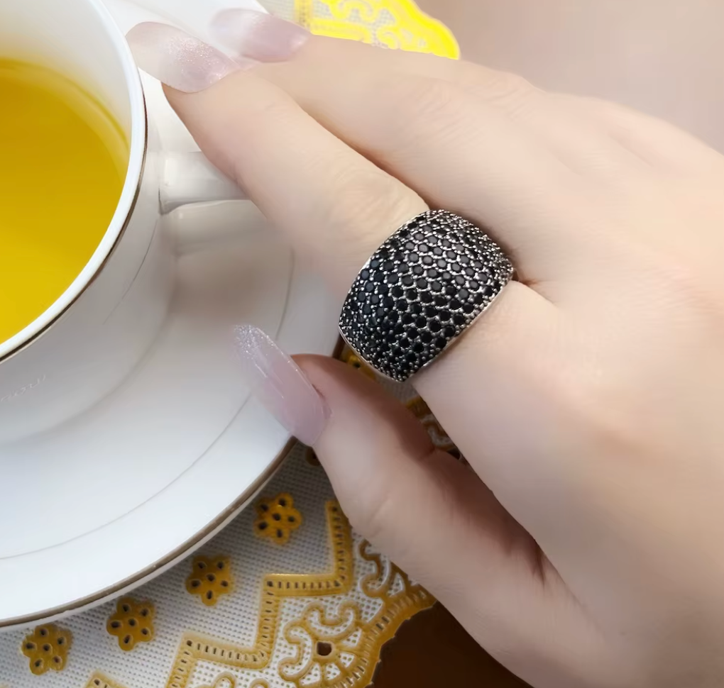Black Pave Cocktail Ring | Night Collection