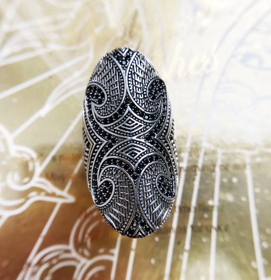 Maori Cultural Tattoo Bridal Ring | Night Collection