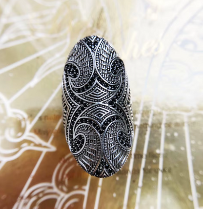 Maori Cultural Tattoo Bridal Ring | Night Collection