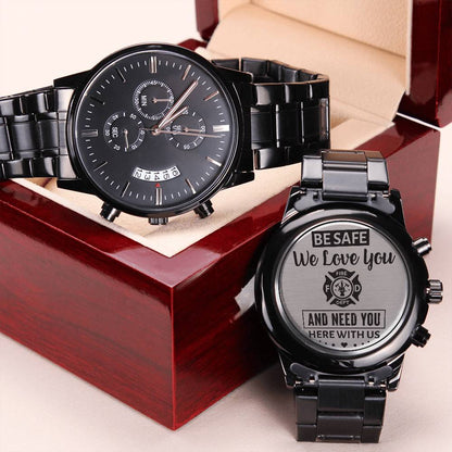 To My Firefighter Husband Need You Here With Us (Charcoal Black) – Men's Watch