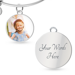 "Keep Them Close" Personalized Photo Bangle – Custom Circle  Engraved Keepsake