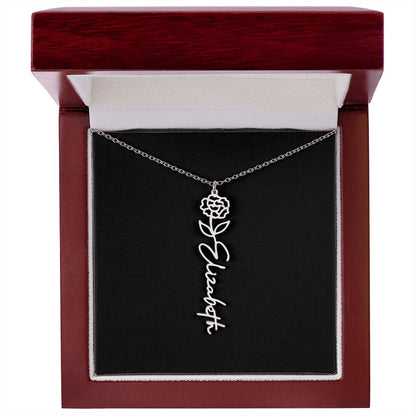 Eternal Bloom: Personalized Birth Flower & Cursive Name Necklace