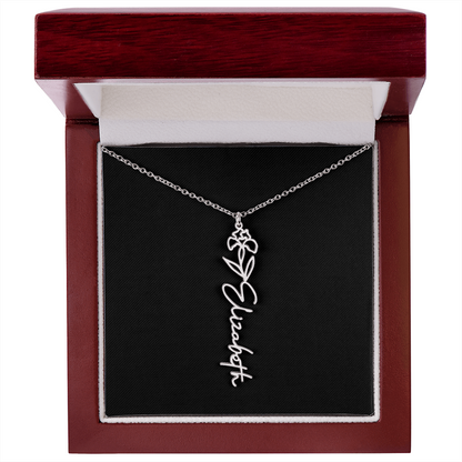 Eternal Bloom: Personalized Birth Flower & Cursive Name Necklace