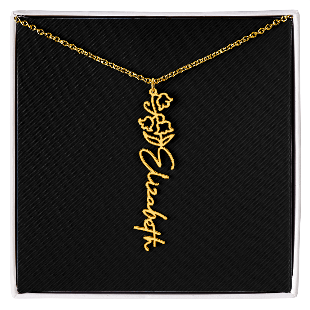 Eternal Bloom: Personalized Birth Flower & Cursive Name Necklace