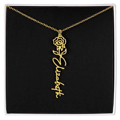 Eternal Bloom: Personalized Birth Flower & Cursive Name Necklace