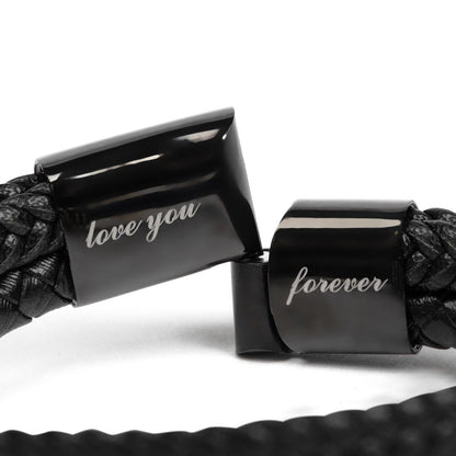 Engraved Men's Magnetic Clasp Bracelet – Braided Vegan Leather