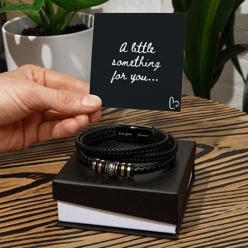 Engraved Men's Magnetic Clasp Bracelet – Braided Vegan Leather