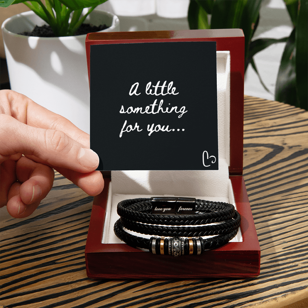 Engraved Men's Magnetic Clasp Bracelet – Braided Vegan Leather