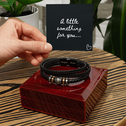Engraved Men's Magnetic Clasp Bracelet – Braided Vegan Leather
