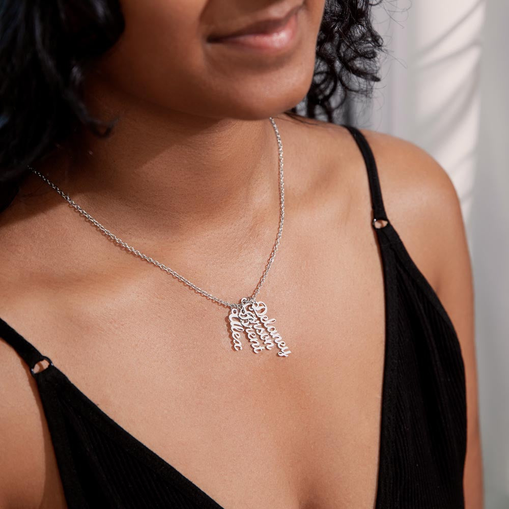 Personalized Vertical Multi-Name Pendant