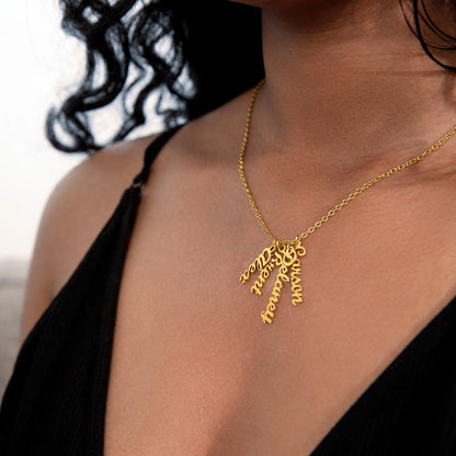 Personalized Vertical Multi-Name Pendant