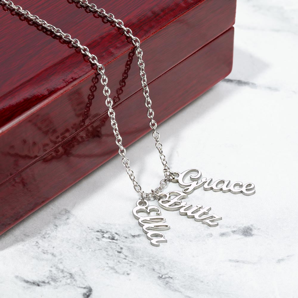 Personalized Vertical Multi-Name Pendant