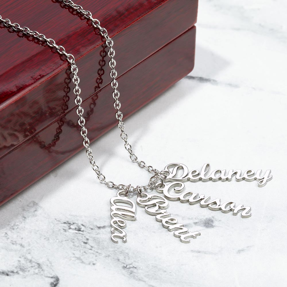 Personalized Vertical Multi-Name Pendant