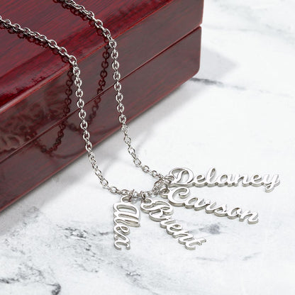 Personalized Vertical Multi-Name Pendant
