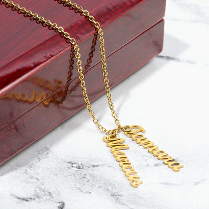 Personalized Vertical Multi-Name Pendant