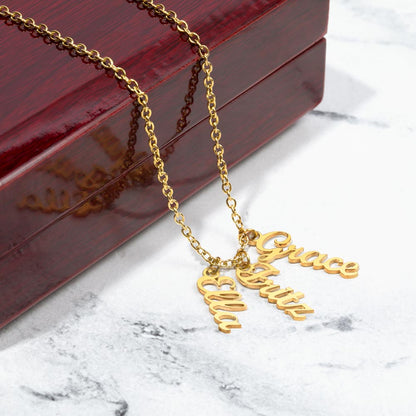 Personalized Vertical Multi-Name Pendant
