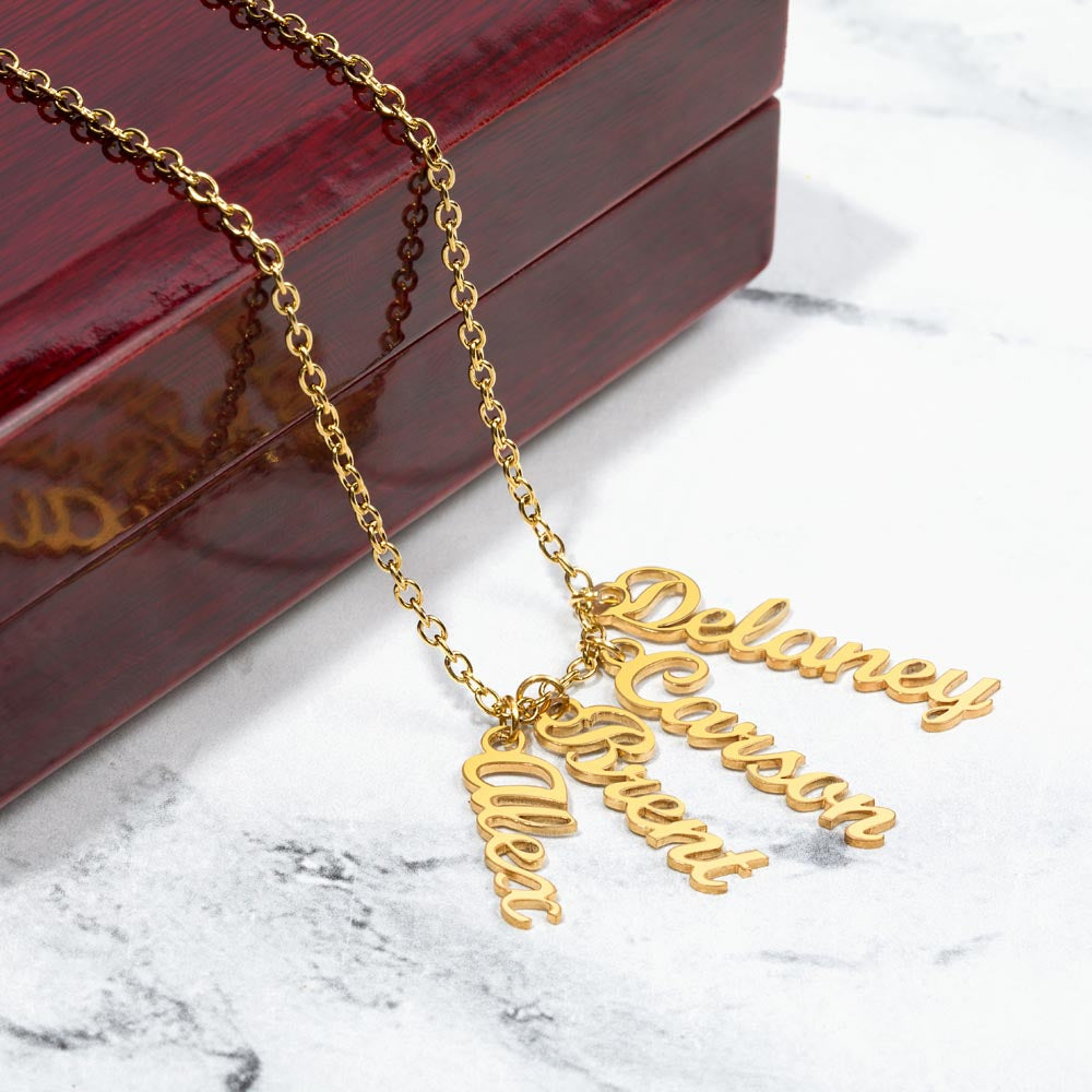 Personalized Vertical Multi-Name Pendant
