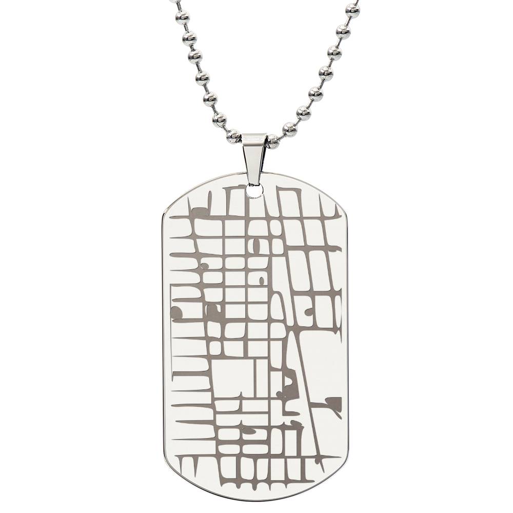 "The Place We Met" - Custom Map Engraved Dog Tag