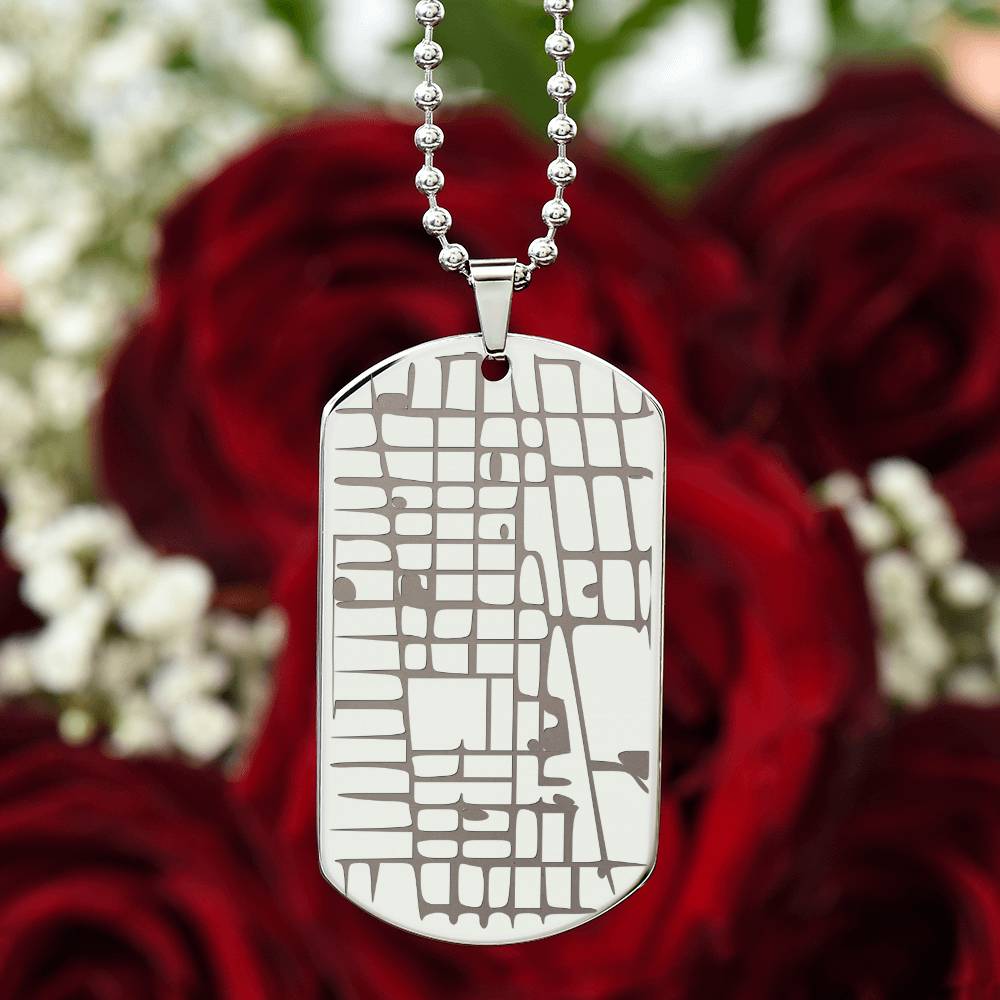 "The Place We Met" - Custom Map Engraved Dog Tag