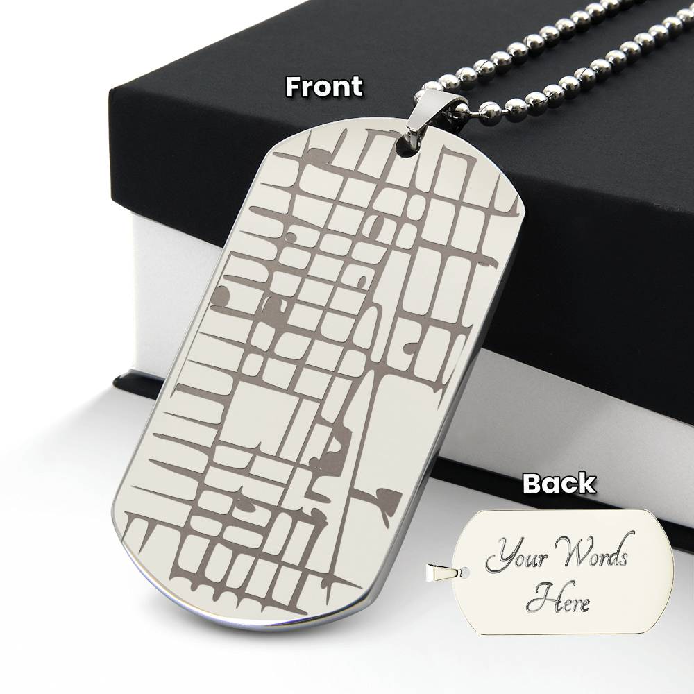 "The Place We Met" - Custom Map Engraved Dog Tag