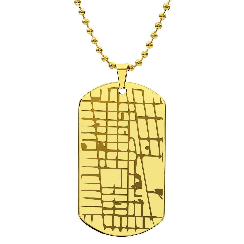 "The Place We Met" - Custom Map Engraved Dog Tag